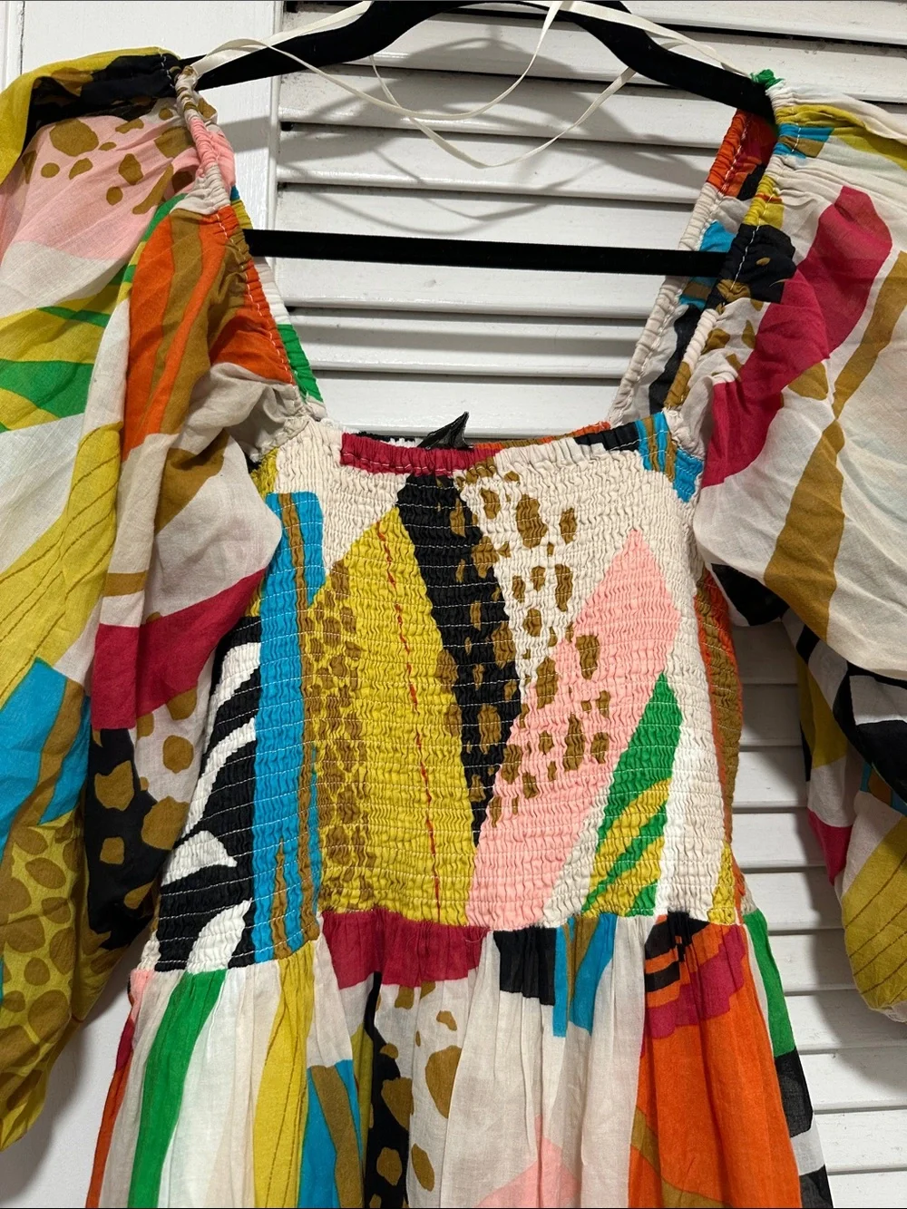 FATE Colorful Abstract Puff-Sleeve Maxi Dress - Multicolor - Picture 7 of 10